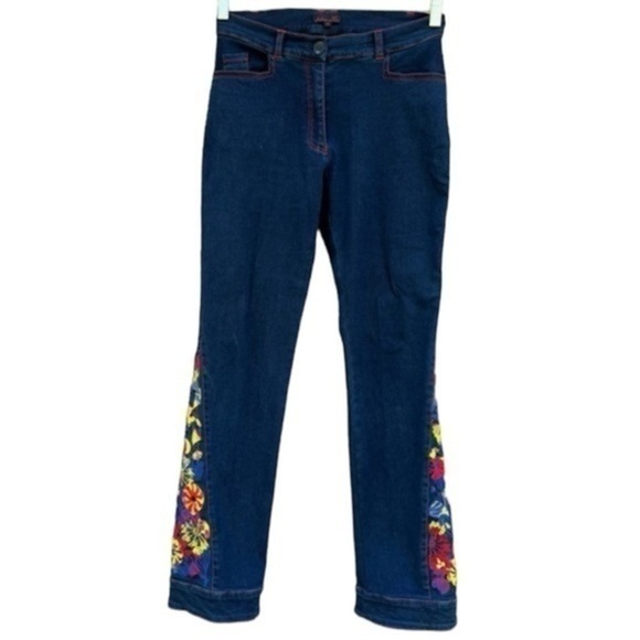 Aventures des Toiles Size 36 Embroidered Dark Jeans Bohemian Denims - Picture 15 of 15